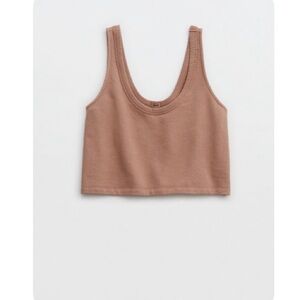 aerie Cropped Tank Top in Horizon Weekend Fleece Tank Womens Large